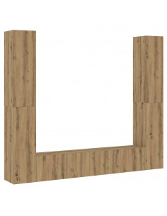Mobili TV a Parete 6 pz Rovere Artigianale Legno Multistrato 2