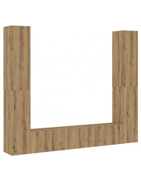 Mobili TV a Parete 6 pz Rovere Artigianale Legno Multistrato
