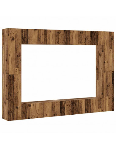 Mobili TV a Parete 8 pz Legno Vecchio Legno Multistrato