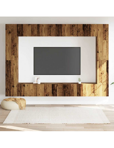 Mobili TV a Parete 8 pz Legno Vecchio Legno Multistrato