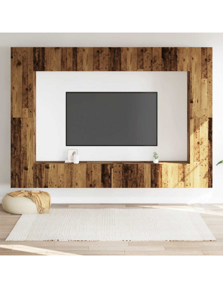 Mobili TV a Parete 8 pz Legno Vecchio Legno Multistrato