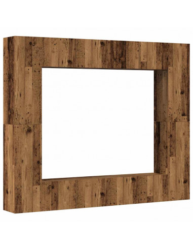 Mobili TV a Parete 8 pz Legno Vecchio Legno Multistrato