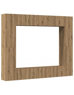 Mobili TV a Parete 8 pz Rovere Artigianale Legno Multistrato 2