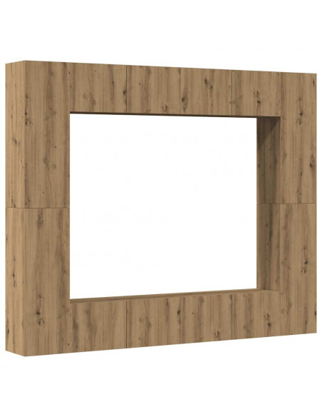 Mobili TV a Parete 8 pz Rovere Artigianale Legno Multistrato