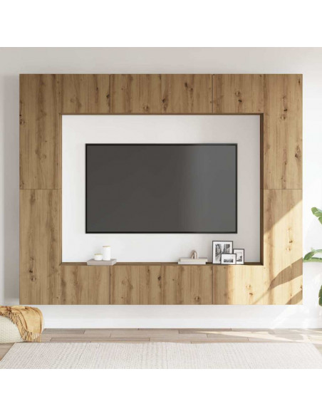Mobili TV a Parete 8 pz Rovere Artigianale Legno Multistrato