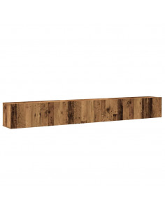 Set Mobile TV 3 pz Montato a Parete Legno Antico in Truciolato 2