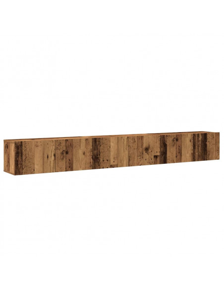 Set Mobile TV 3 pz Montato a Parete Legno Antico in Truciolato