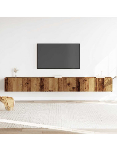 Set Mobile TV 3 pz Montato a Parete Legno Antico in Truciolato