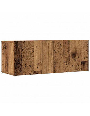 Set Mobile TV 3 pz Montato a Parete Legno Antico in Truciolato