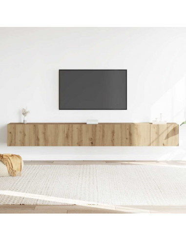 Set Mobile TV 3 pz Montato a Parete Rovere in Truciolato