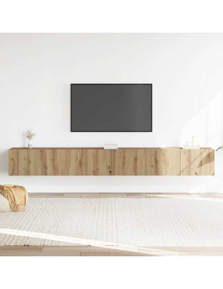 Set Mobile TV 3 pz Montato a Parete Rovere in Truciolato