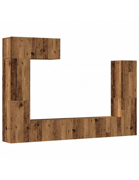 Set Mobile TV 5 pz Montato a Parete Legno Antico in Truciolato