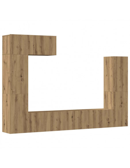 Set Mobile TV 5 pz Montato a Parete Rovere in Legno Multistrato