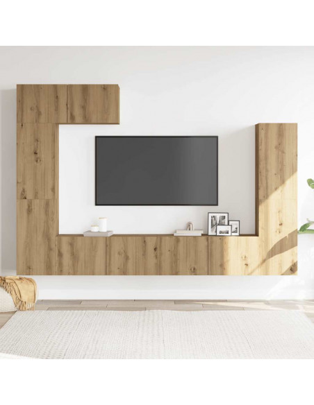 Set Mobile TV 5 pz Montato a Parete Rovere in Legno Multistrato