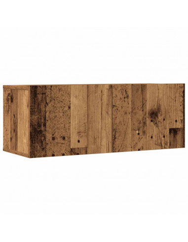 Set Mobile TV 7 pz Montato a Parete Legno Antico in Truciolato