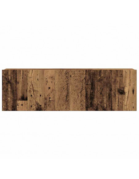 Set Mobile TV 8 pz Montato a Parete Legno Antico in Truciolato