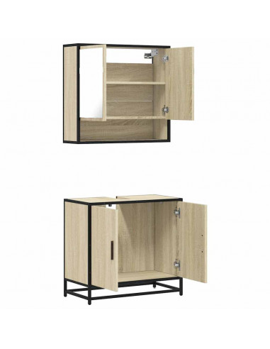 Set Mobili da Bagno 2 pz Rovere Sonoma in Legno Multistrato
