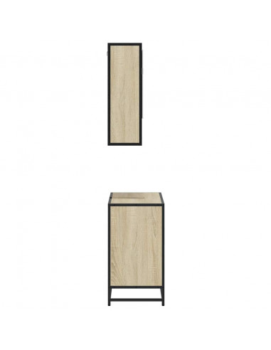 Set Mobili da Bagno 2 pz Rovere Sonoma in Legno Multistrato