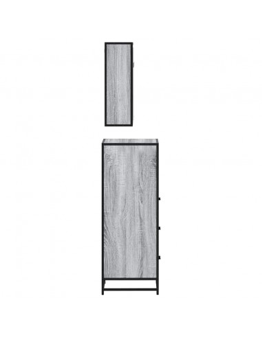 Set Mobili da Bagno 3 pz Grigio Sonoma in Legno Multistrato