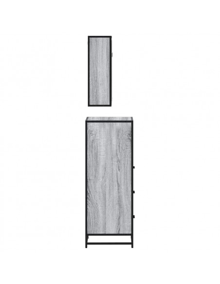 Set Mobili da Bagno 3 pz Grigio Sonoma in Legno Multistrato