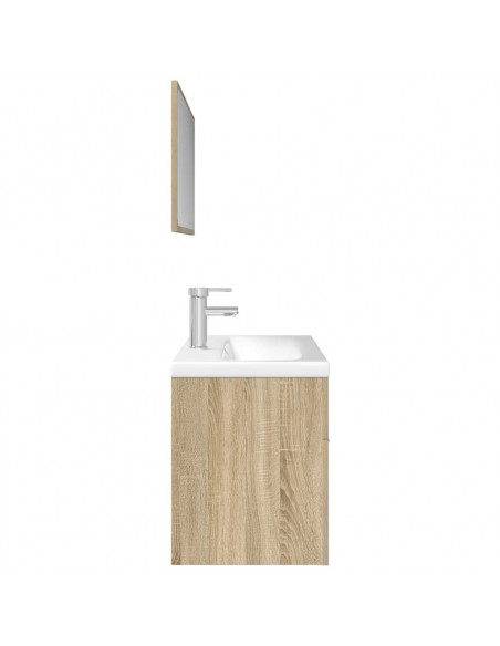 Set Mobili da Bagno 3 pz Rovere Sonoma in Legno Multistrato