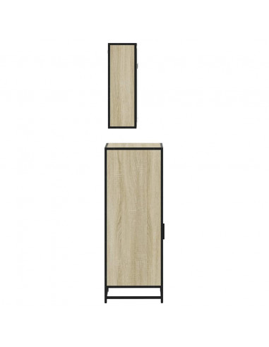 Set Mobili da Bagno 3 pz Rovere Sonoma in Legno Multistrato