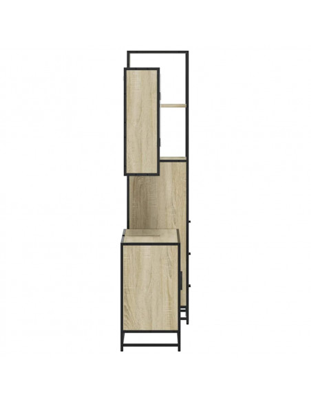 Set Mobili da Bagno 3 pz Rovere Sonoma in Legno Multistrato