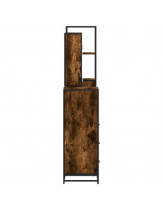 Set Mobili da Bagno 4 pz Rovere Fumo in Legno Multistrato 2