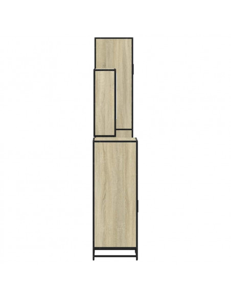 Set Mobili da Bagno 4 pz Rovere Fumo in Legno Multistrato