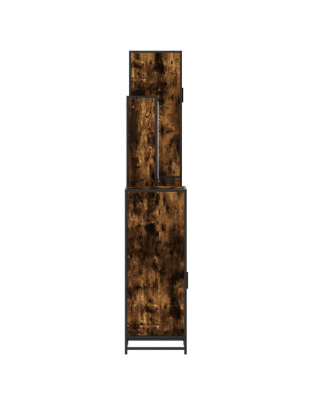 Set Mobili da Bagno 4 pz Rovere Fumo in Legno Multistrato