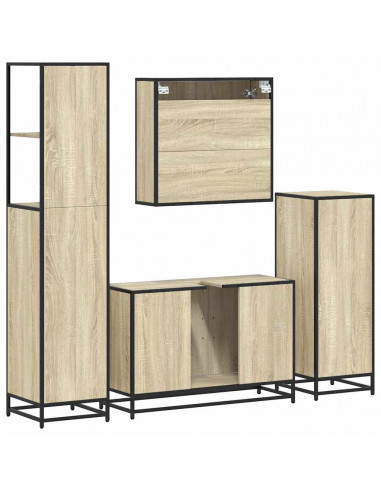 Set Mobili da Bagno 4 pz Rovere Sonoma in Legno Multistrato