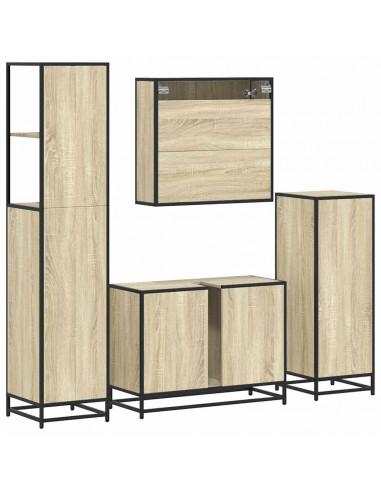 Set Mobili da Bagno 4 pz Rovere Sonoma in Legno Multistrato