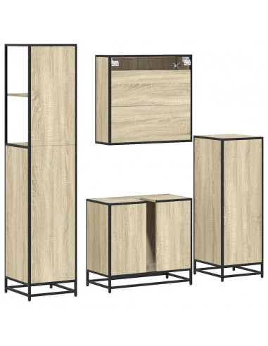 Set Mobili da Bagno 4 pz Rovere Sonoma in Legno Multistrato