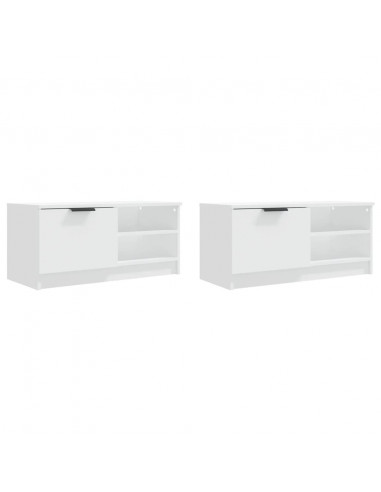 Mobili Porta TV 2 pz Bianchi 80x35x36,5 cm in Legno Multistrato