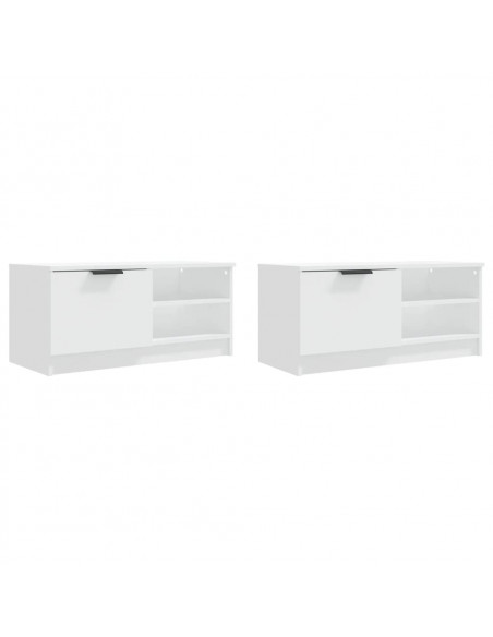 Mobili Porta TV 2 pz Bianchi 80x35x36,5 cm in Legno Multistrato