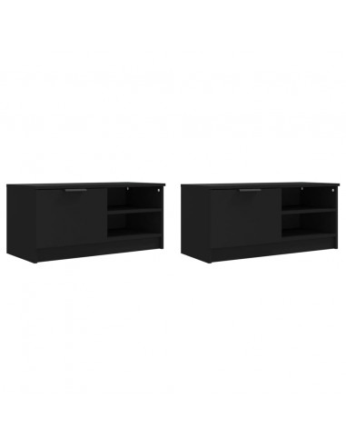 Mobili Porta TV 2 pz Neri 80x35x36,5 cm in Legno Multistrato