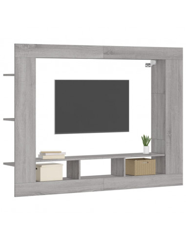 Mobile Porta TV Grigio Sonoma 152x22x113cm in Legno Multistrato