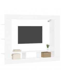 Mobile Porta TV Bianco 152x22x113 cm in Legno Multistrato 2