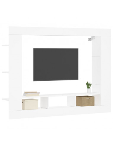 Mobile Porta TV Bianco 152x22x113 cm in Legno Multistrato