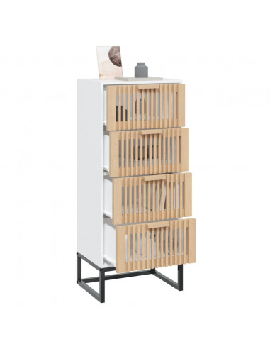 Credenza Bianca 40x30x95 cm in Legno Multistrato