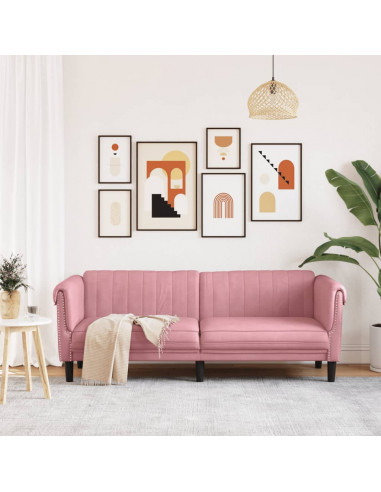 Divano a 3 Posti Rosa in Velluto