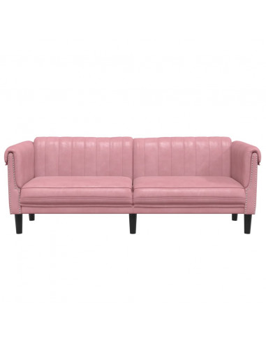 Divano a 3 Posti Rosa in Velluto