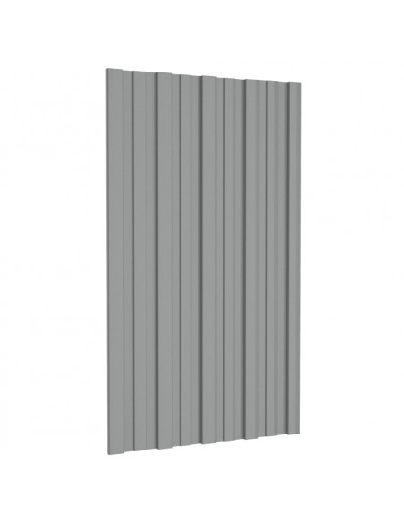Pannelli da Tetto 12 pz in Acciaio Zincato Grigio 80x45 cm