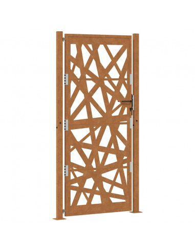 Cancello da Giardino 105x205 cm Acciaio Corten Design Leggero