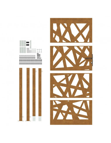 Cancello da Giardino 105x205 cm Acciaio Corten Design Leggero