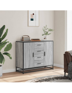 Credenza Grigio Sonoma 92x35x76 cm in Legno Multistrato 2