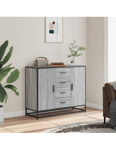 Credenza Grigio Sonoma 92x35x76 cm in Legno Multistrato