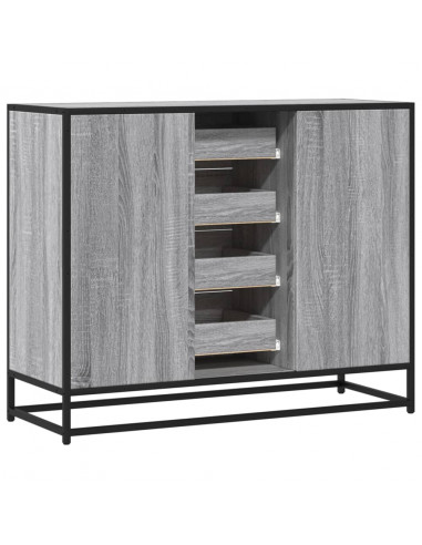 Credenza Grigio Sonoma 92x35x76 cm in Legno Multistrato