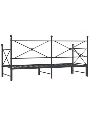 Divano Letto Estraibile senza Materasso Nero 75x190 cm Acciaio