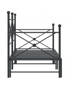 Divano Letto Estraibile senza Materasso Nero 80x200 cm Acciaio
